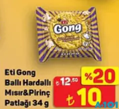 ETİ GONG BALLI HARDALLI MISIR & PİRİNÇ PATLAĞI 34 G